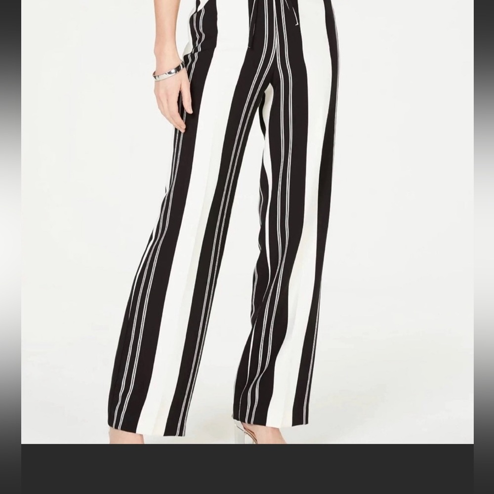 International concepts striped flair black and white pants
